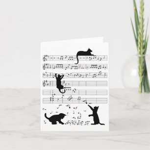 Cute Cat Kattunge spelar upp musikanteckning Clef Kort
