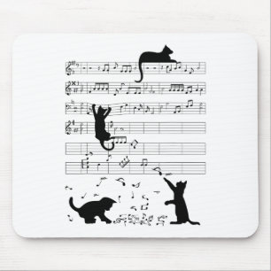 Cute Cat Kattunge spelar upp musikanteckning Clef Musmatta