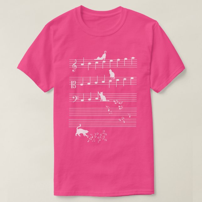 Cute Cat Kattunge spelar upp musikanteckning Clef  T Shirt (Design framsida)