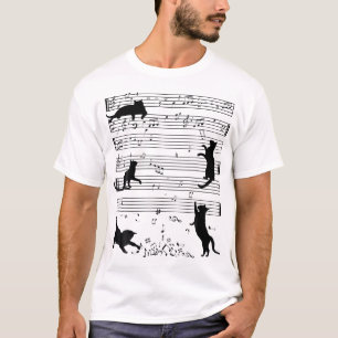 Cute Cat Kattunge spelar upp musikanteckning Clef T Shirt