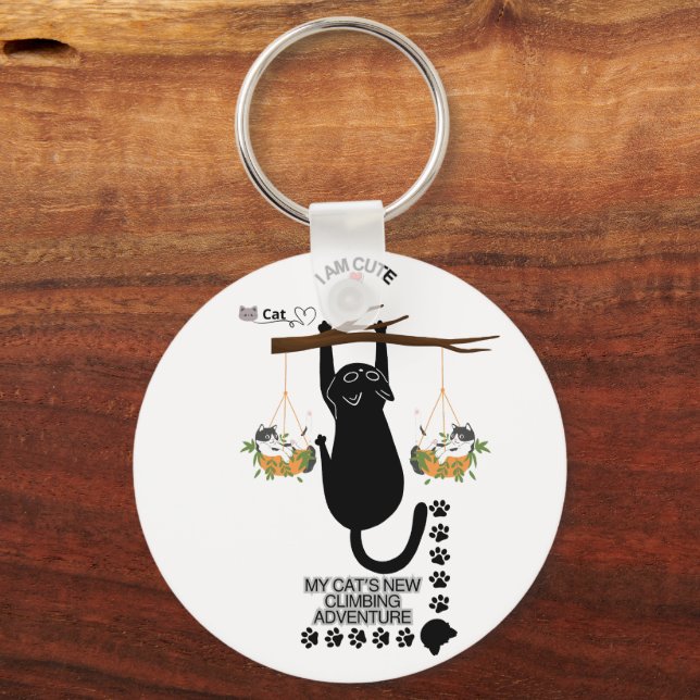 Cute Cat Keychain | Adorable Kitty Accessory Nyckelring (Baksida)