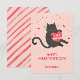Cute Cat Kids Classroom Valentine Note Card Inbjudningar