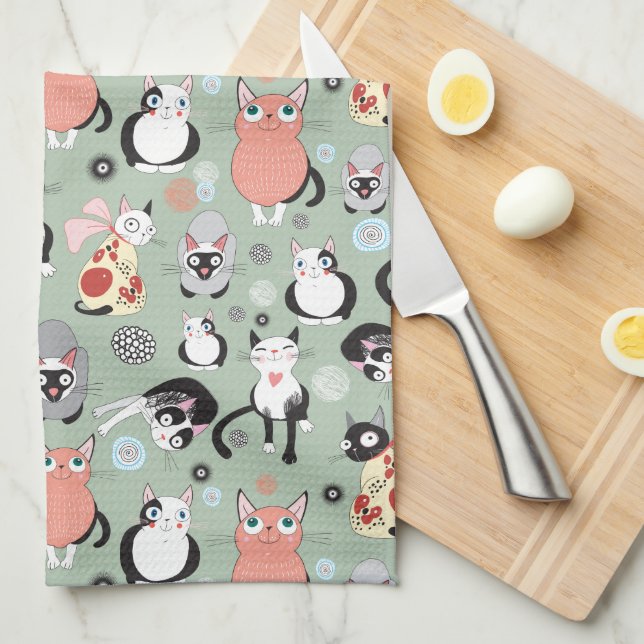 Cute Cat Kitchen Towel Kökshandduk (Vikt i Fjärdedel)