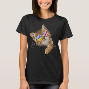 Cute Cat Kitten American Ukrainska Flagga Sungluss T Shirt