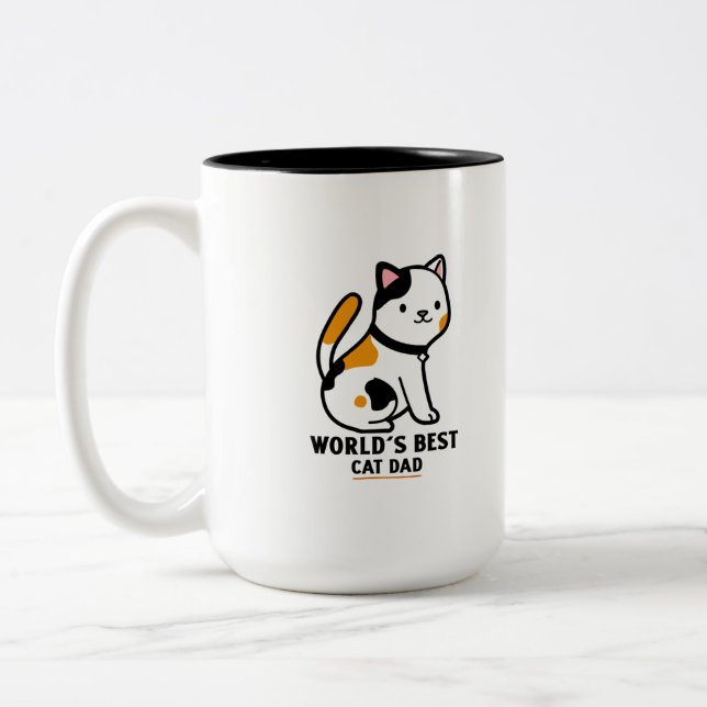 Cute cat kitten best dad Två-Tonad mugg (Vänster)