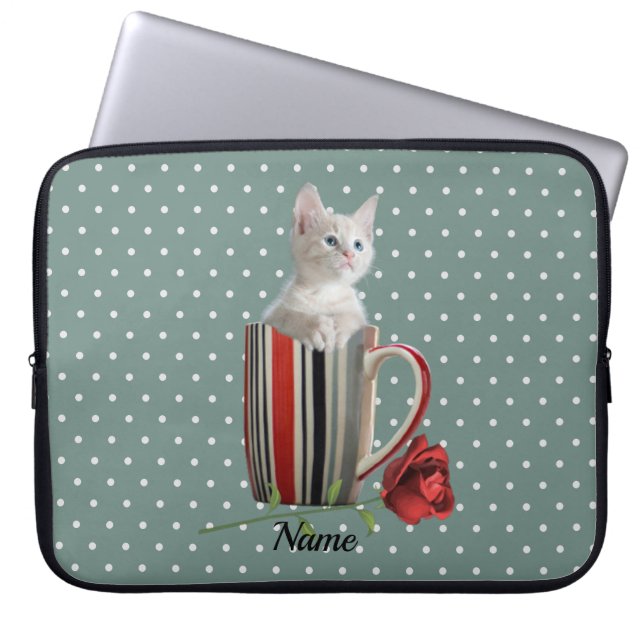 Cute Cat Kitten Djurälskares Gift Laptop Fodral (Framsidan)