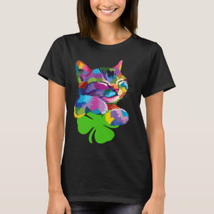 Cute Cat kitten Färgstarka St patricks day T Shirt