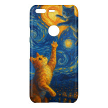 Cute Cat Kitten Heart Måne Starry Nght Telefonväsk