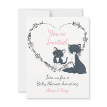 Cute Cat, Kitten och Flower Heart Baby Shower