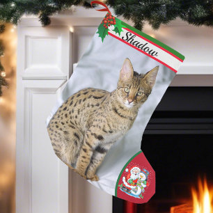 Cute Cat Kitten Photo Jul Stocking Add Namn Liten Julstrumpa