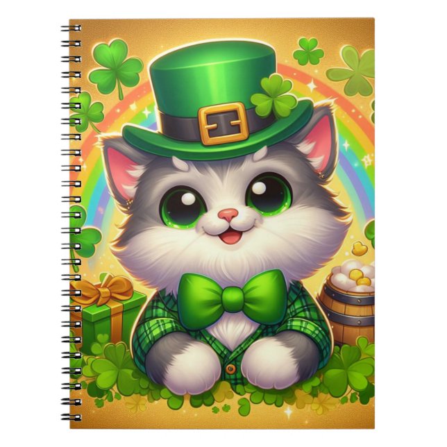 Cute cat/kitten Saint patrick's day Anteckningsbok (Framsidan)