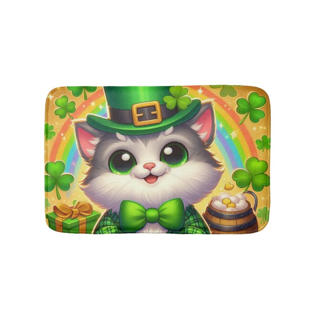 Cute cat/kitten Saint patrick's day Badrumsmatta (Framsidan)