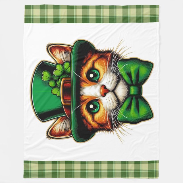Cute cat/kitten Saint patrick's day Fleecefilt (Framsidan)