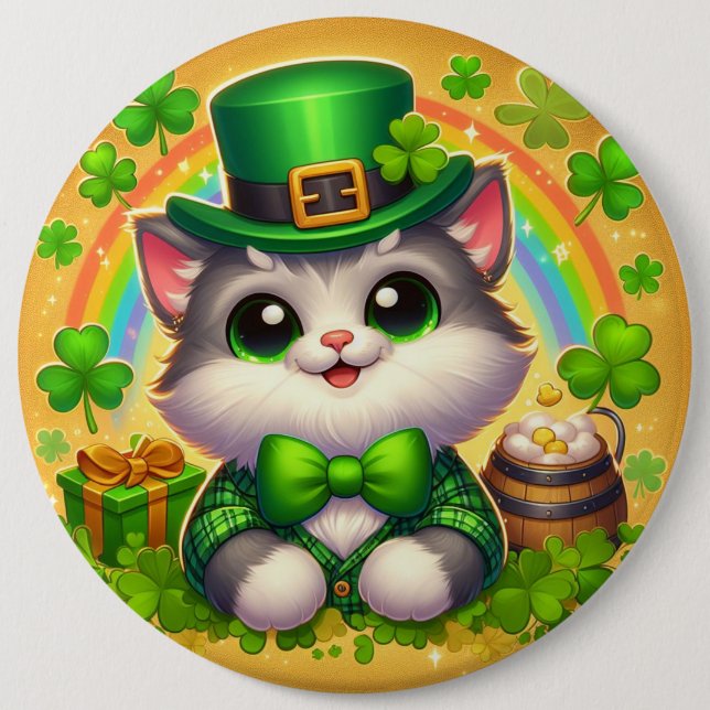 Cute cat/kitten Saint patrick's day Knapp (Framsida)