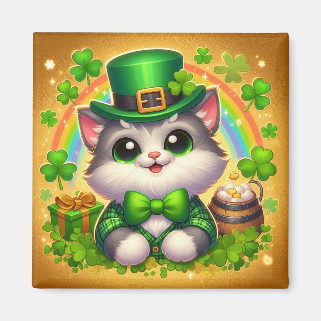 Cute cat/kitten Saint patrick's day Magnet (Framsidan)