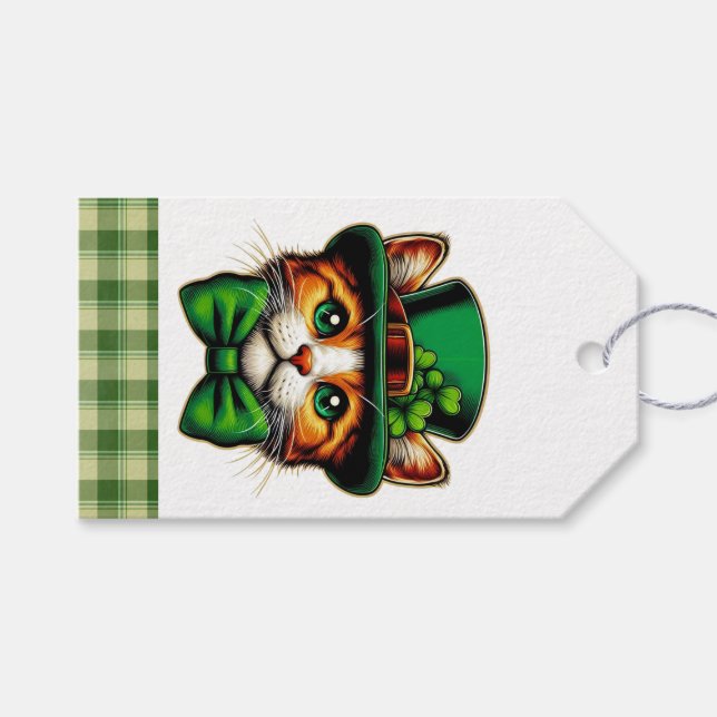 Cute cat/kitten Saint patrick's day Presentetikett (Framsidan (Horisontell))