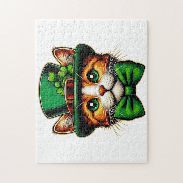Cute cat/kitten Saint patrick's day Pussel (Vertikal)