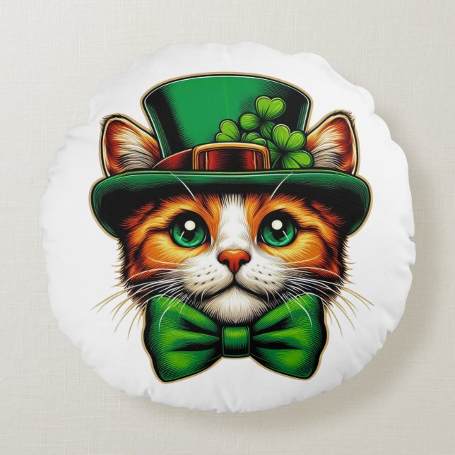 Cute cat/kitten Saint patrick's day Rund Kudde (Framsidan)
