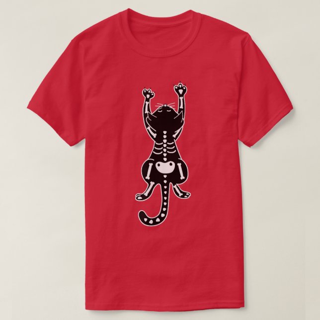 Cute Cat Kitten Skeleton Halloween T Shirt (Design framsida)