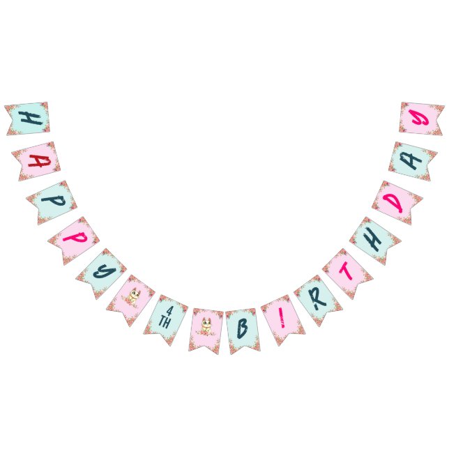 Cute Cat Kitten Thned Barn Födelsedagsfest Vimplar (Alla)