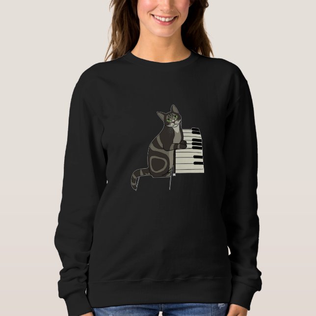 Cute Cat Kitty Playing Music Piano Musician Cat T Shirt (Framsida)