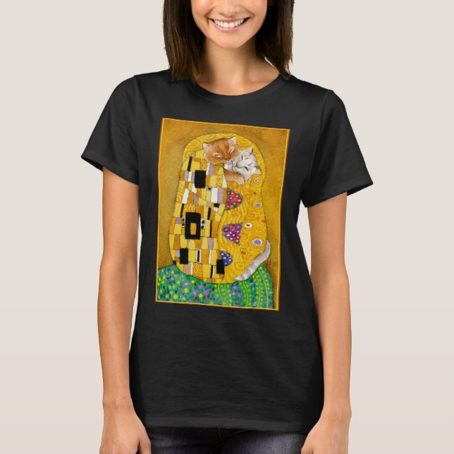 Cute Cat Klimt-syndaren Kiss T Shirt (Framsida)