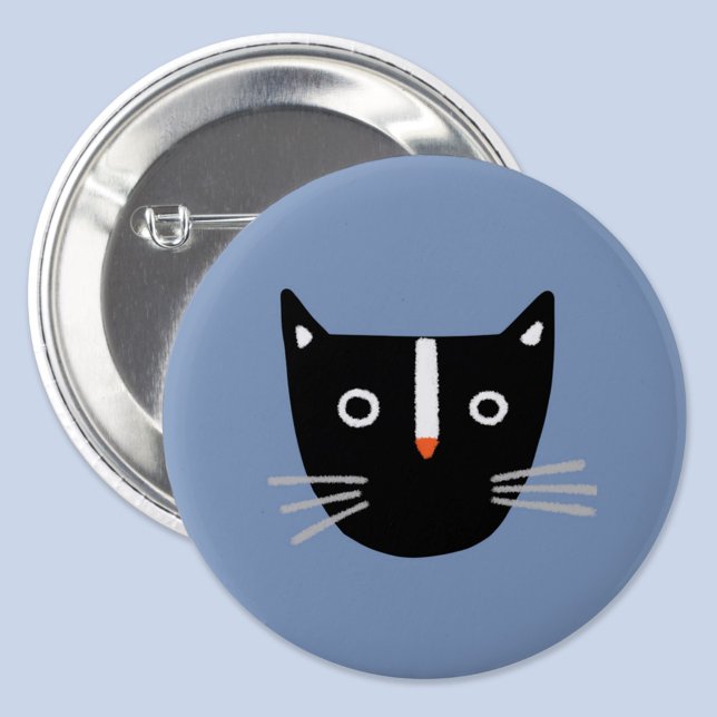 Cute Cat Knapp (Fun black and white kitty cat button)