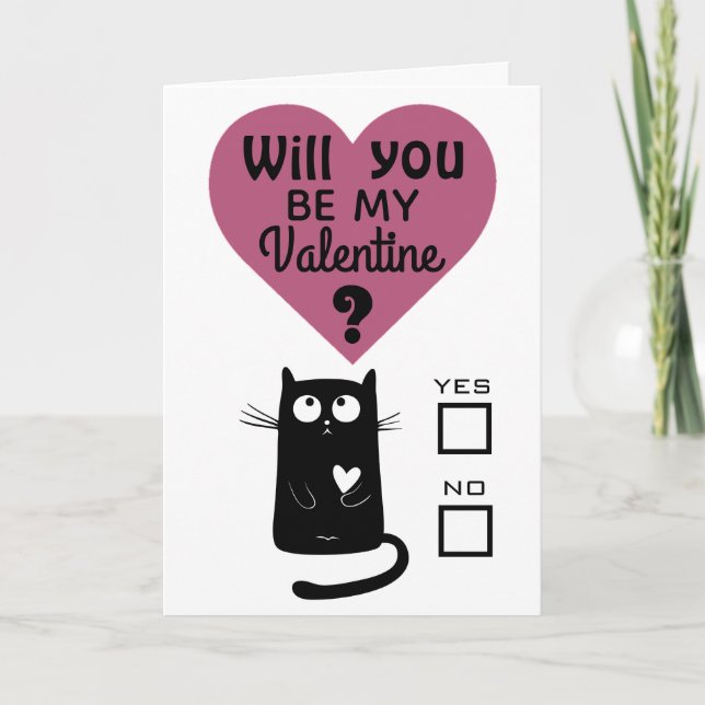 Cute Cat kommer du att bli min Valentine Kort (Framsida)