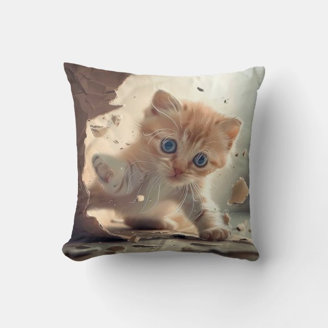 Cute cat-långärmad T-shirt Kudde (Framsida)