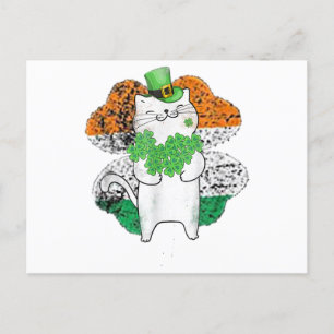 Cute Cat leprechaun med Shamrocks-St patricks day Vykort