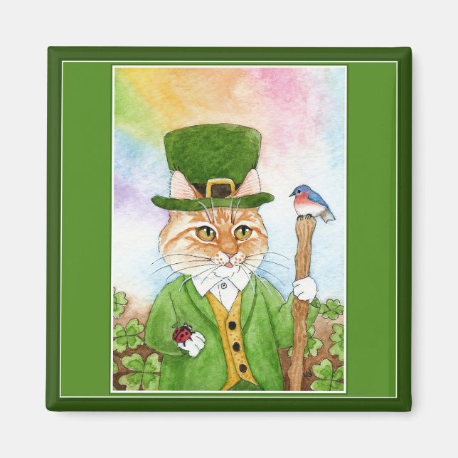 Cute Cat Leprechaun St Paddy's Day magnet (Framsidan)