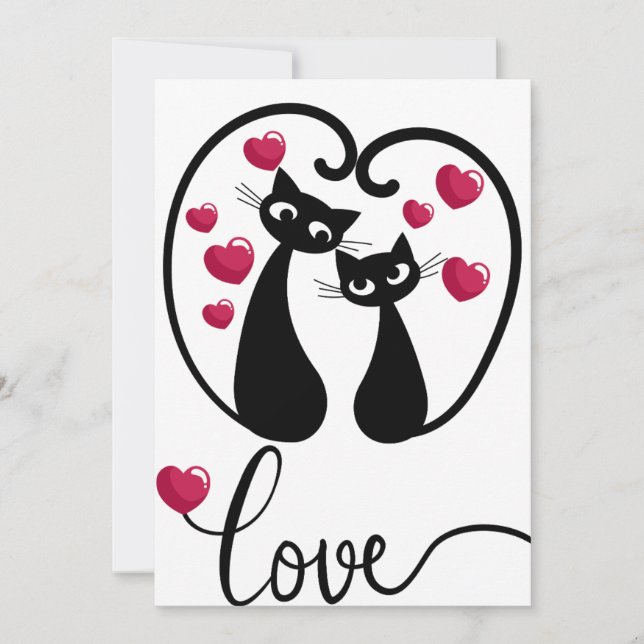 Cute Cat lite Alla hjärtans dag-inbjudan Inbjudningar (Framsida)