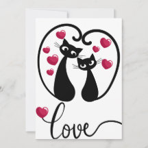 Cute Cat lite Alla hjärtans dag-inbjudan