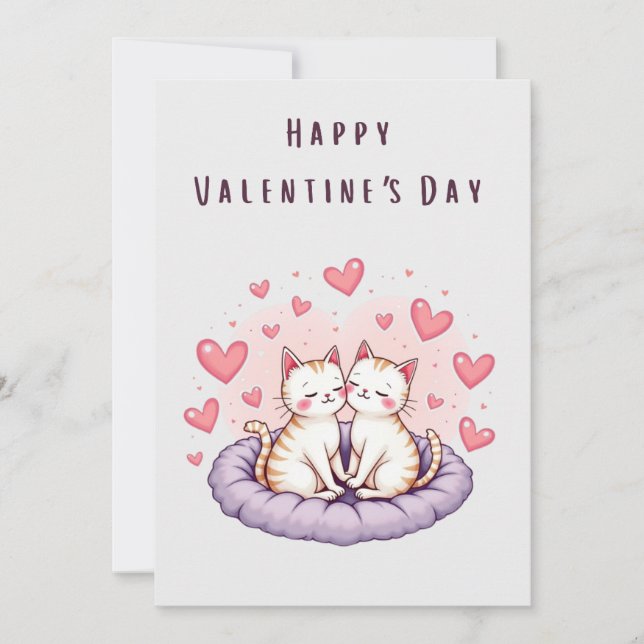 Cute Cat lite Alla hjärtans dag-kort Julkort (Framsida)