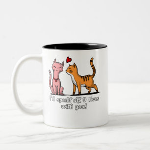 Cute Cat lite för Kittens Valentines day Två-Tonad Mugg