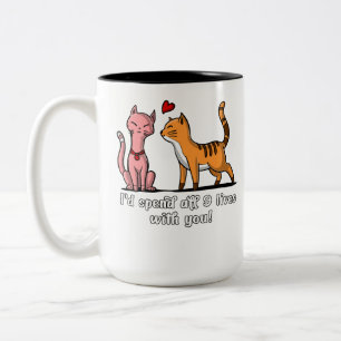 Cute Cat lite för Kittens Valentines day Två-Tonad Mugg