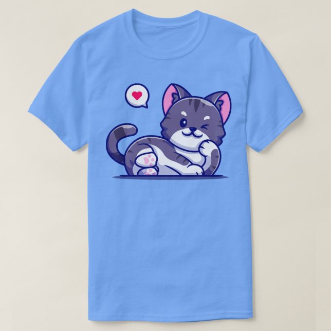 Cute Cat-Ljugit Tecknad T Shirt (Design framsida)