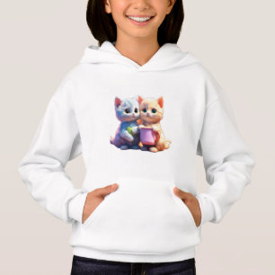 Cute Cat logotyp children Pullover hoodie ।। Kitte T Shirt