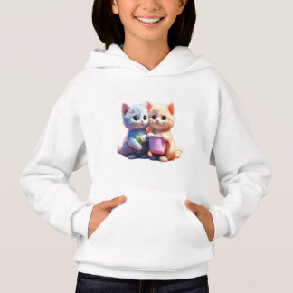 Cute Cat logotyp children Pullover hoodie ।। Kitte T Shirt