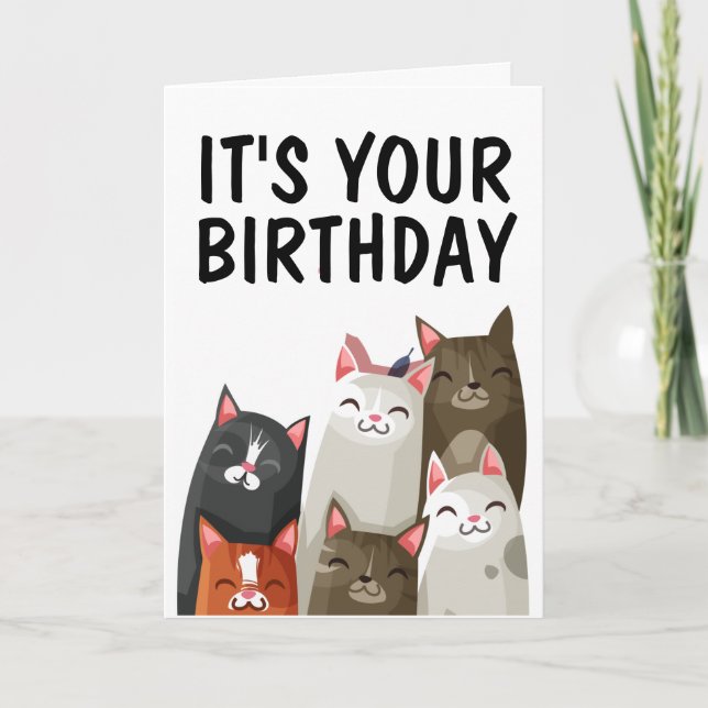 CUTE CAT LOVER BIRTHDAY CARD ’PURRFECT’ KORT (Framsida)