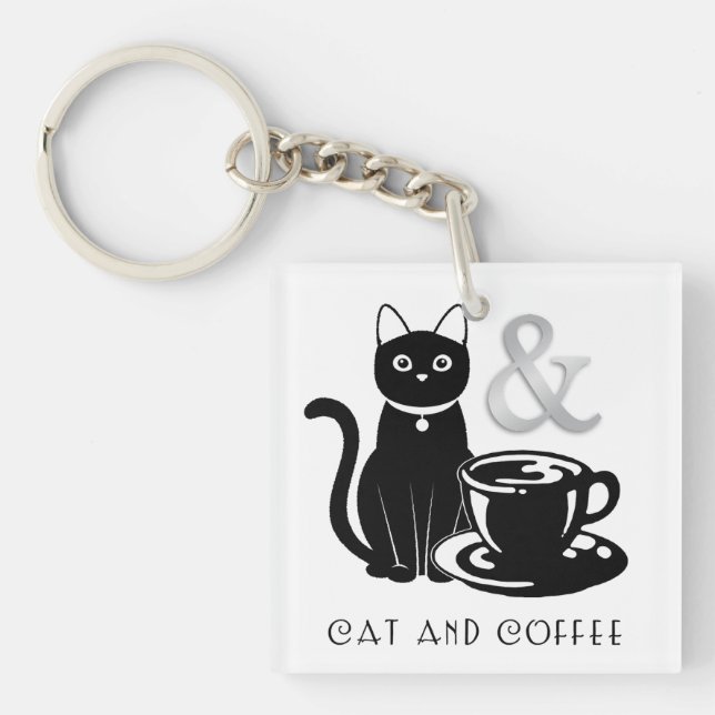 Cute Cat Lover Coffee Älskare Black and White (Framsidan)