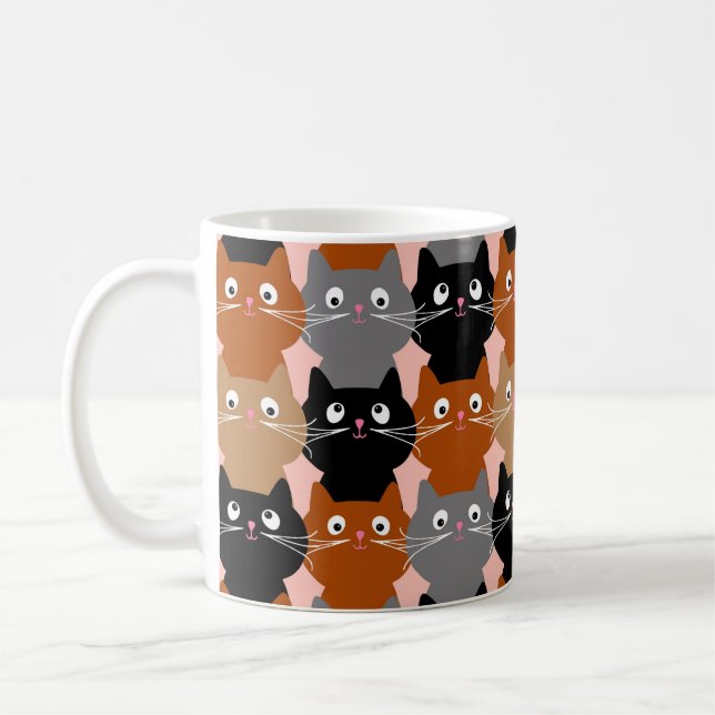 Cute Cat Lover Kattdjur Kittens Mönster Kaffemugg (Vänster)