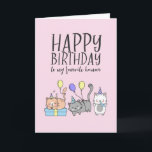 Cute Cat Lover Kittens Party Hat Funny Birthday Kort<br><div class="desc">Lustigt och sött födelsedagskort för dem som slår kärlek och humor. Perfekt för att önska dina vänner och din familj grattis på födelsedagen. Besök vår butik om du vill ha mer födelsedagskort. Du hittar något coola,  humoristiskt och ibland sarkastiskt födelsedagskort för din speciella.</div>