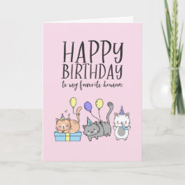 Cute Cat Lover Kittens Party Hat Funny Birthday Kort