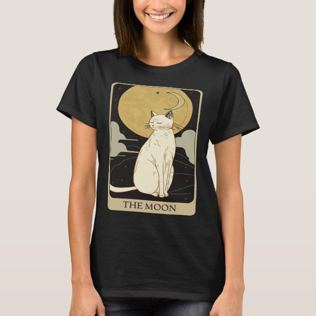 Cute Cat Lover, Moon Tarot Card, Cat Tarot Card, F T Shirt (Framsida)