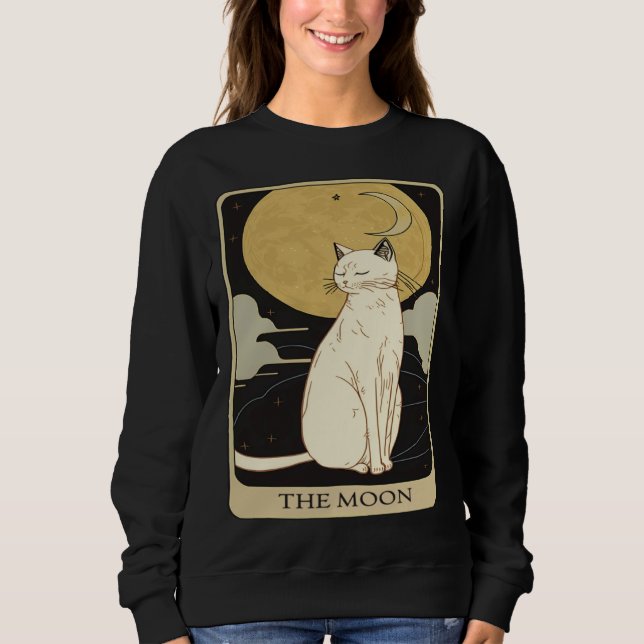 Cute Cat Lover, Moon Tarot Card, Cat Tarot Card, F T Shirt (Framsida)