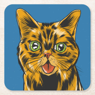 Cute Cat Lover Orange Kattunge Tabby Kitten Kattdj Underlägg Papper Kvadrat