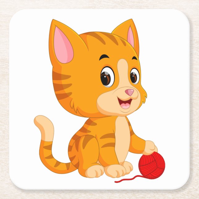 Cute Cat Lover Orange Kattunge Tabby Kitten Kattdj Underlägg Papper Kvadrat (Framsidan)