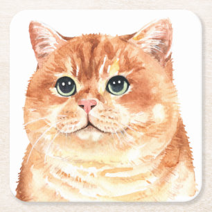 Cute Cat Lover Orange Tabby Kitten Funny Kattunge Underlägg Papper Kvadrat