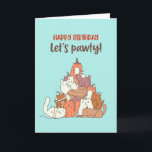 Cute Cat Lover Pun Låt oss Pawty Funny Birthday Kort<br><div class="desc">Lustigt och sött födelsedagskort för dem som slår kärlek och humor. Perfekt för att önska dina vänner och din familj grattis på födelsedagen. Besök vår butik om du vill ha mer födelsedagskort. Du hittar något coola,  humoristiskt och ibland sarkastiskt födelsedagskort för din speciella.</div>